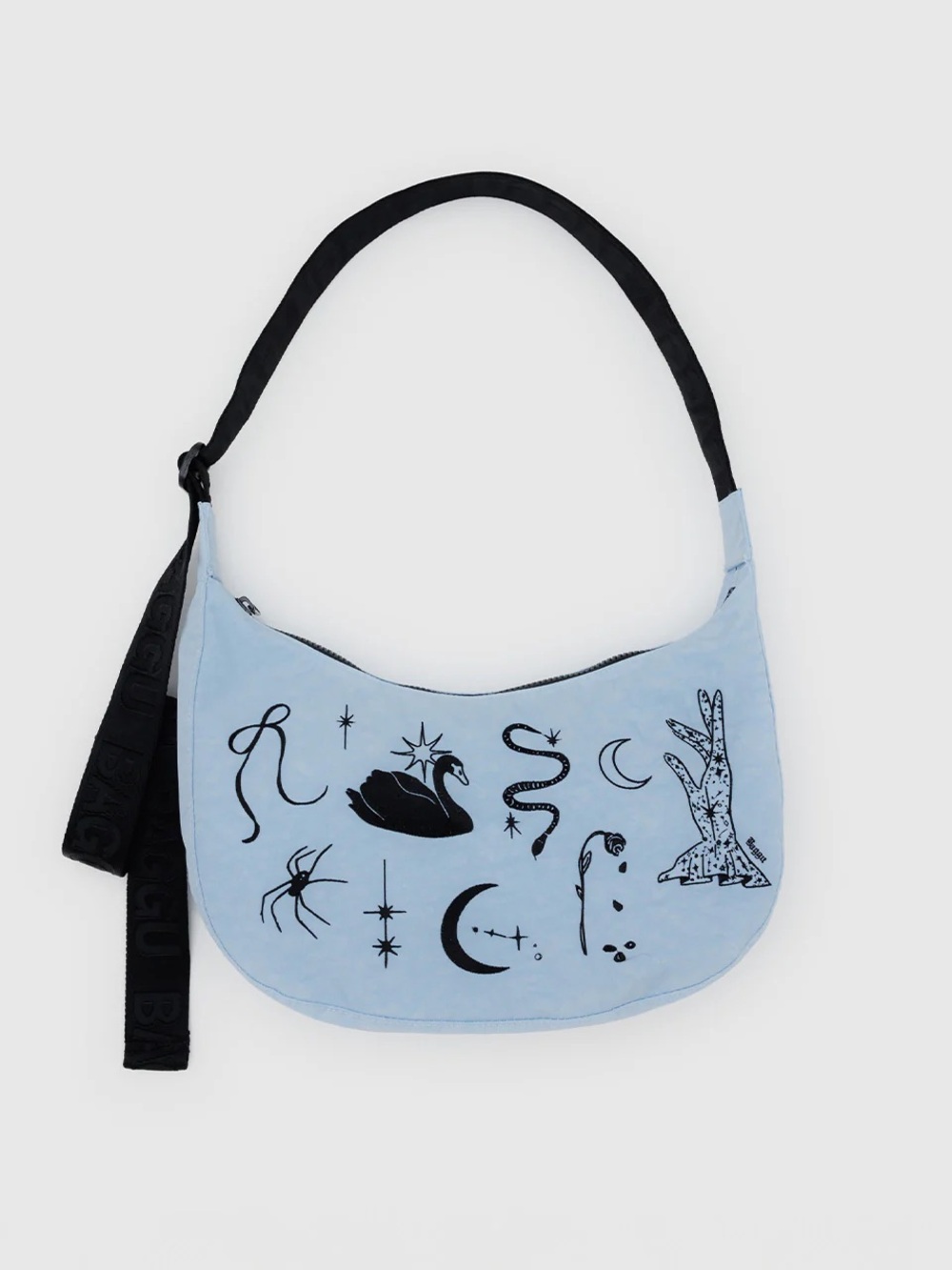 Medium Nylon Crescent Baggu Bag - Embroidered Ballet Icons